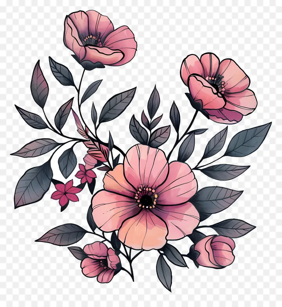 Fond Rose，Fleurs PNG