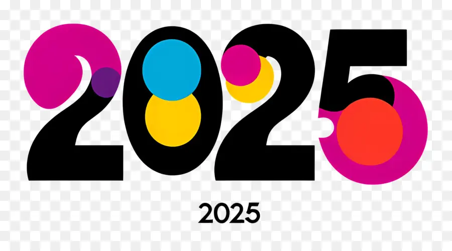 2025 Année，2025 Vagues Colorées PNG