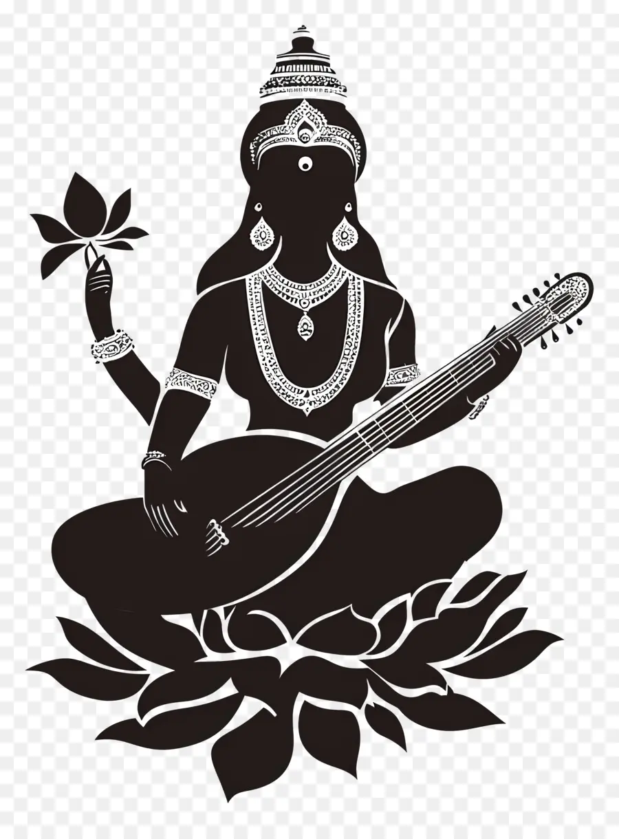 Saraswati，Déesse Avec Veena PNG