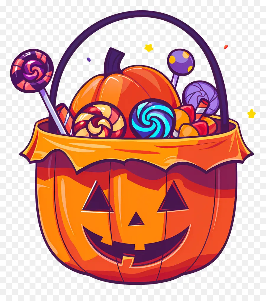 Seau à Bonbons D'halloween，Citrouille Avec Des Bonbons PNG