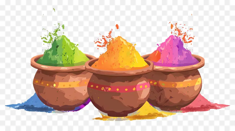 Fond De Holi，Bols à Poudre Colorés PNG