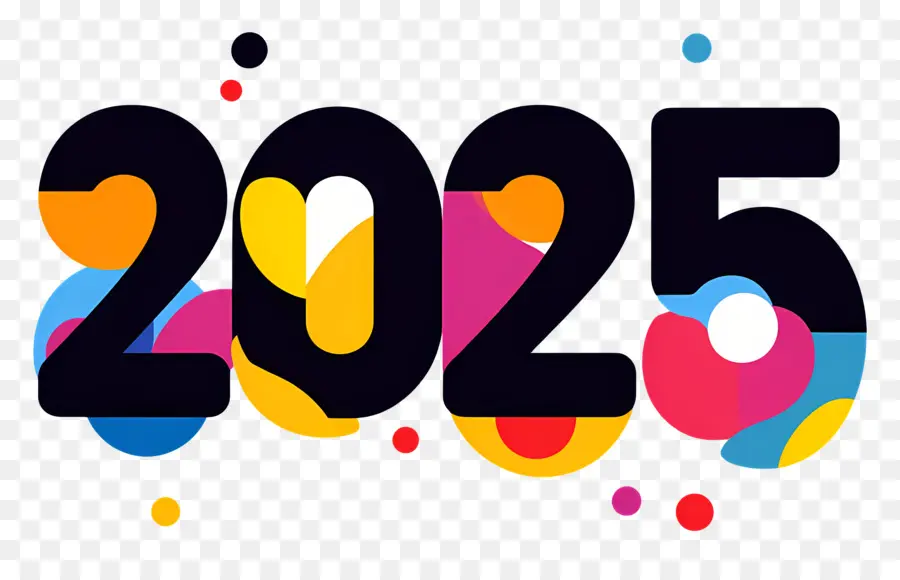 2025 Année，2025 Vagues Colorées PNG