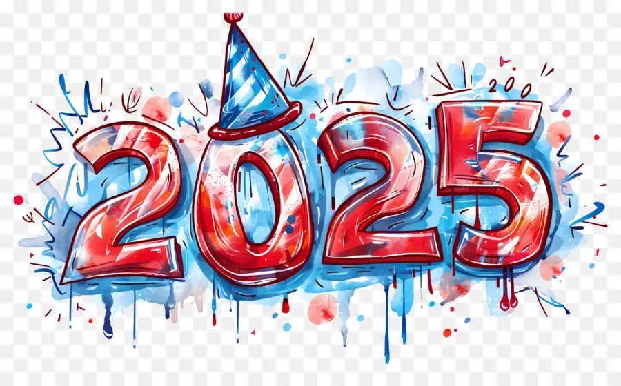 2025 Année，Rouge 2025 PNG