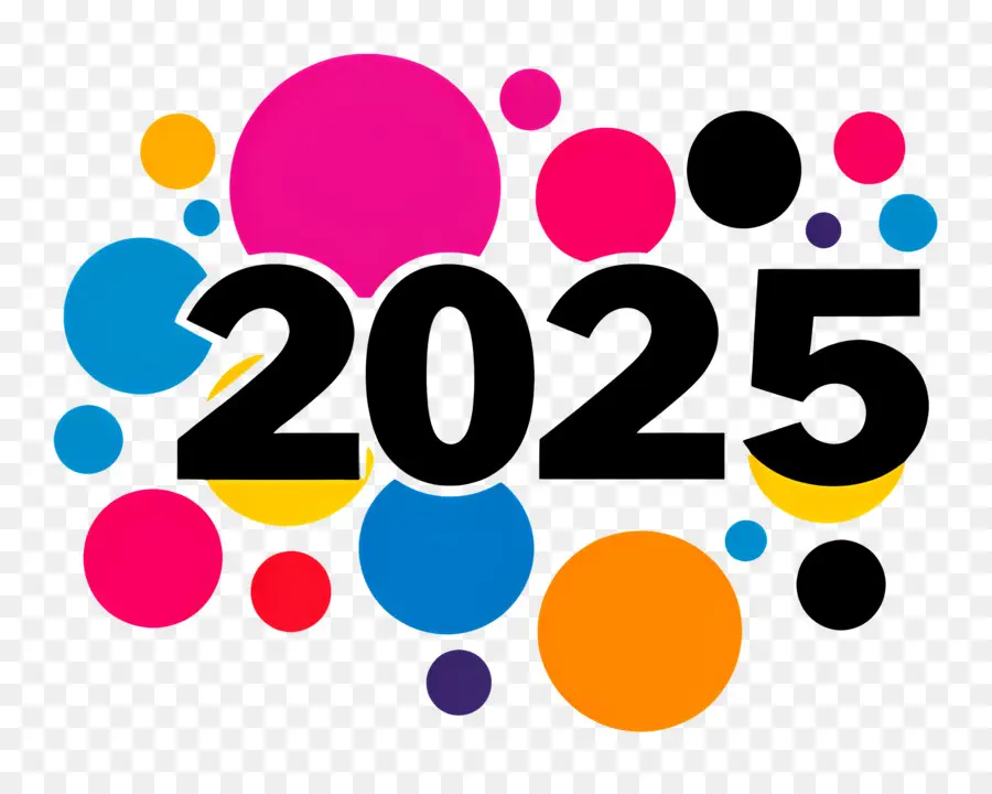 2025 Année，2025 Cercles Colorés PNG