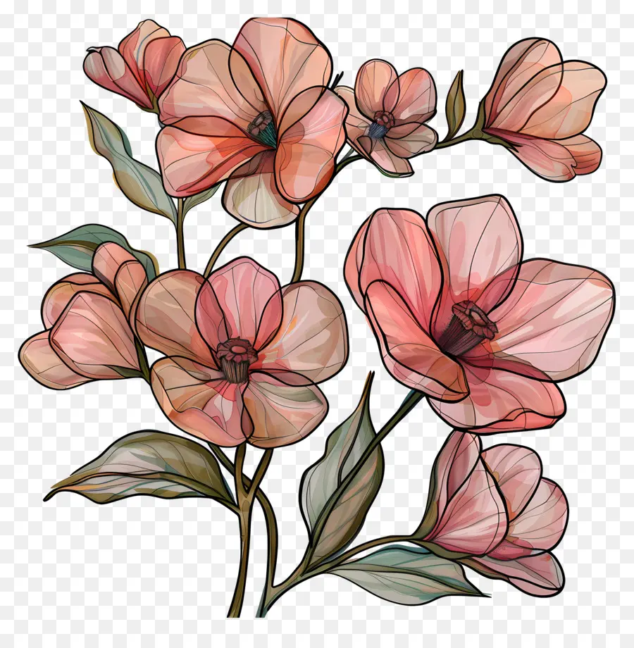 Fond Rose，Fleurs Rouges PNG