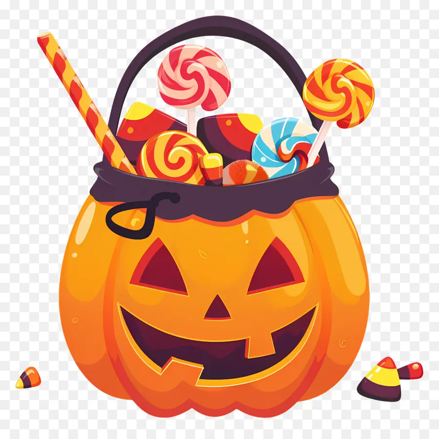 Seau à Bonbons D'halloween，Citrouille Avec Des Bonbons PNG