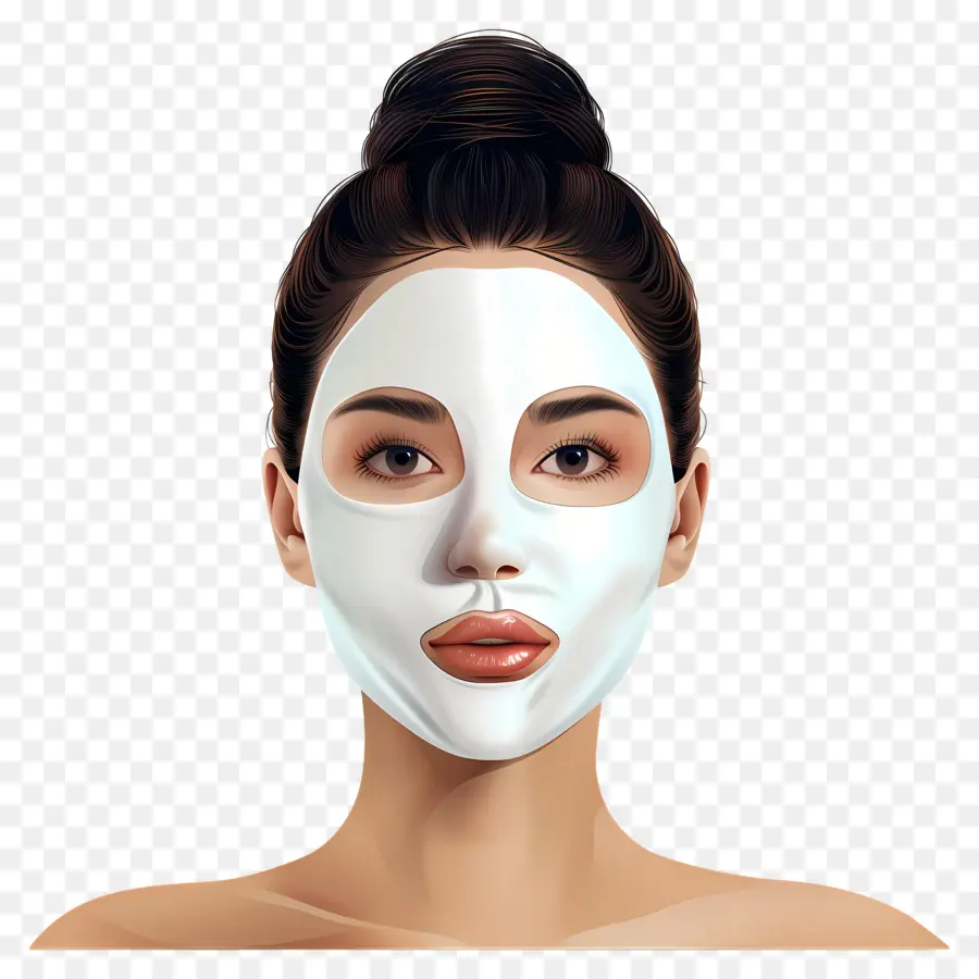 Belle Femme，Femme Avec Masque Facial Blanc PNG