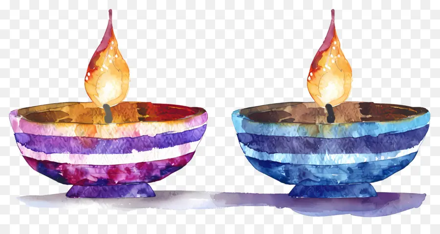 Diwali Diya，Lampes à Huile Rondes Colorées PNG