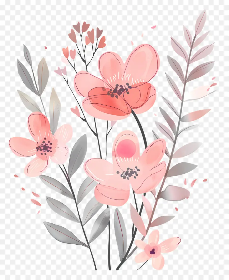 Fond Rose，Fleurs Roses PNG