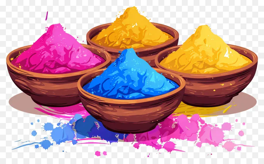 Fond De Holi，Bols à Poudre Colorés PNG