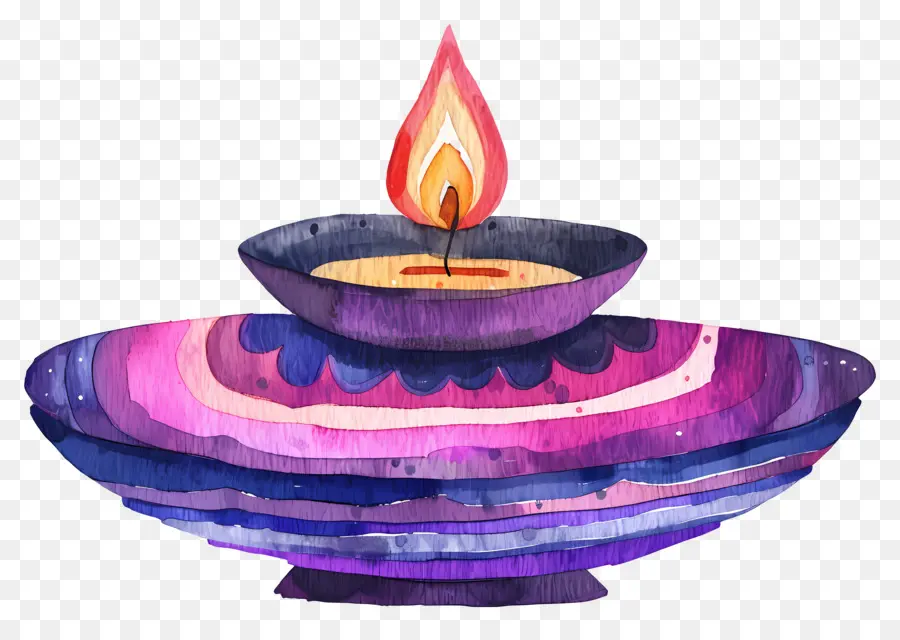 Diwali Diya，Grande Lampe à Huile Avec Petite Lampe PNG