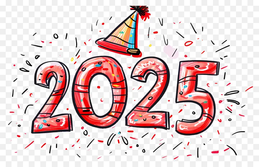 2025 Année，Rouge 2025 PNG