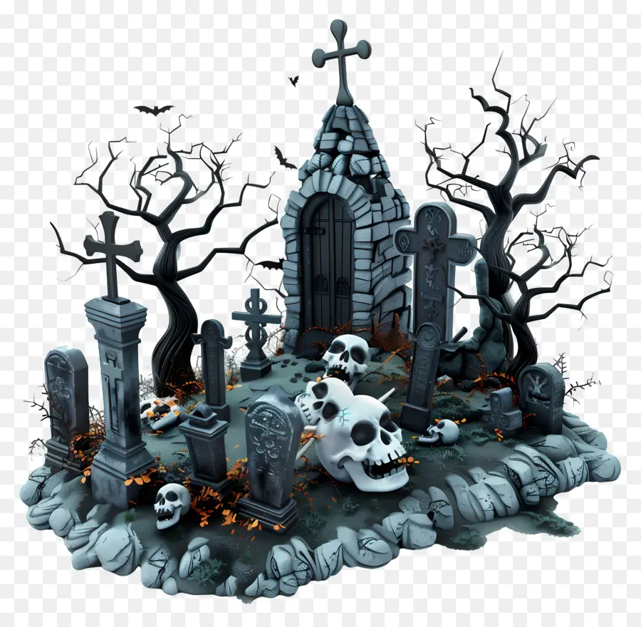 Cimetière D'halloween，Cimetière Effrayant PNG