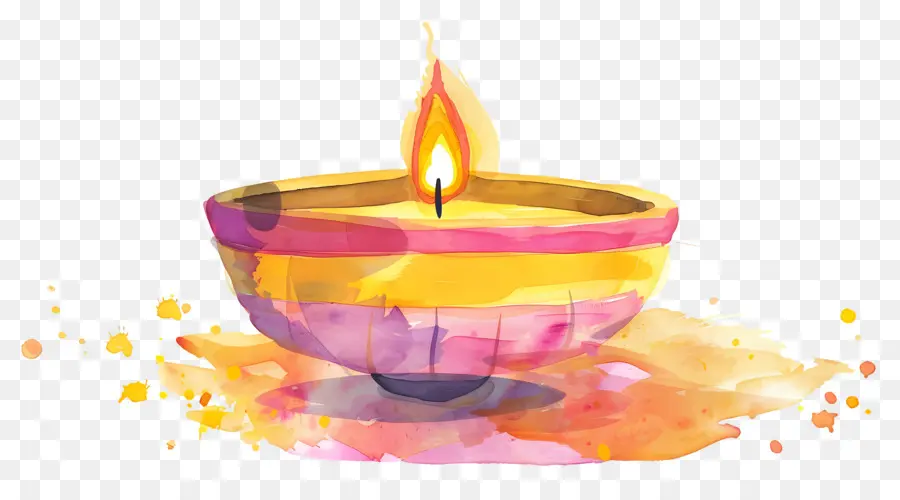 Diwali Diya，Lampes à Huile Colorées PNG