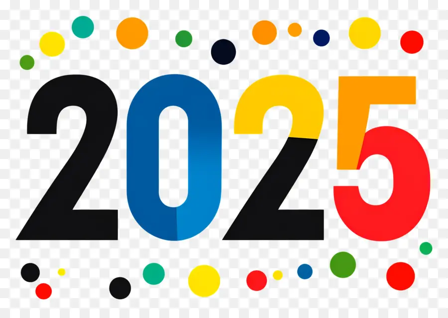 2025 Année，2025 Cercles Colorés PNG