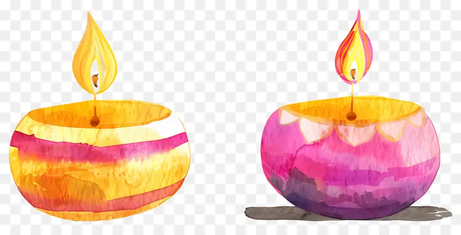 Diwali Diya，Lampes à Huile Rondes Colorées PNG