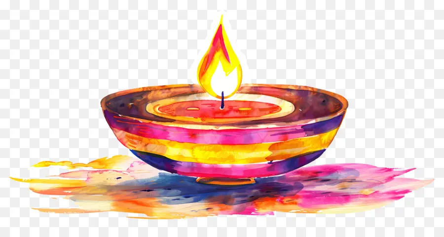 Diwali Diya，Lampes à Huile Colorées PNG