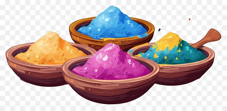 Fond De Holi，Bols à Poudre Colorés PNG