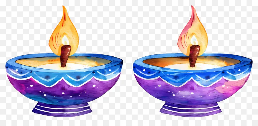 Diwali Diya，Lampes à Huile Rondes Colorées PNG