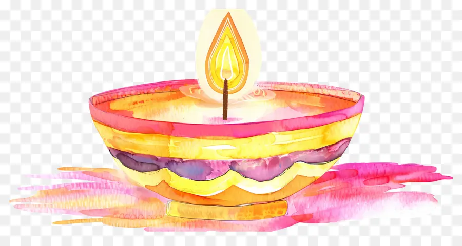 Diwali Diya，Lampes à Huile Colorées PNG