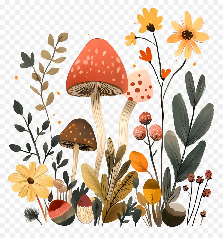 Fond D'automne，Champignons PNG