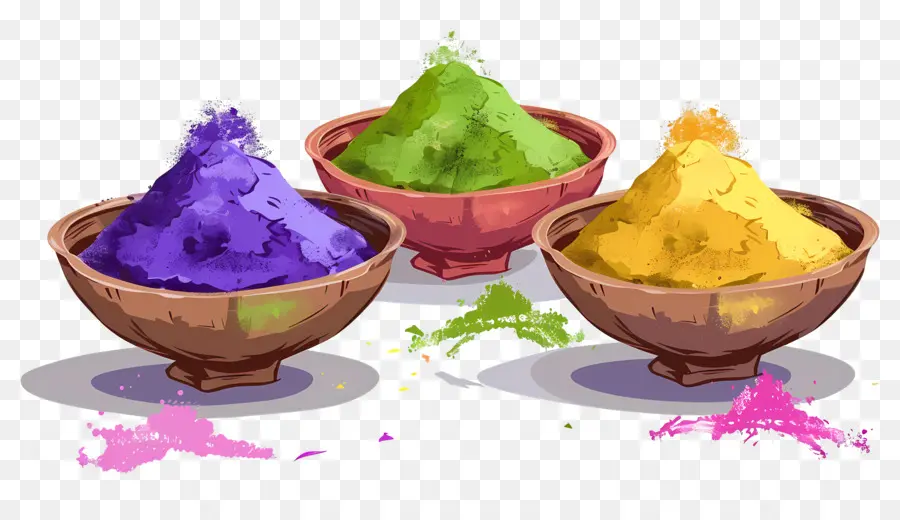 Fond De Holi，Bols à Poudre Colorés PNG