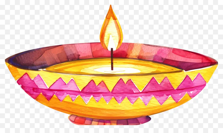 Diwali Diya，Lampes à Huile Colorées PNG