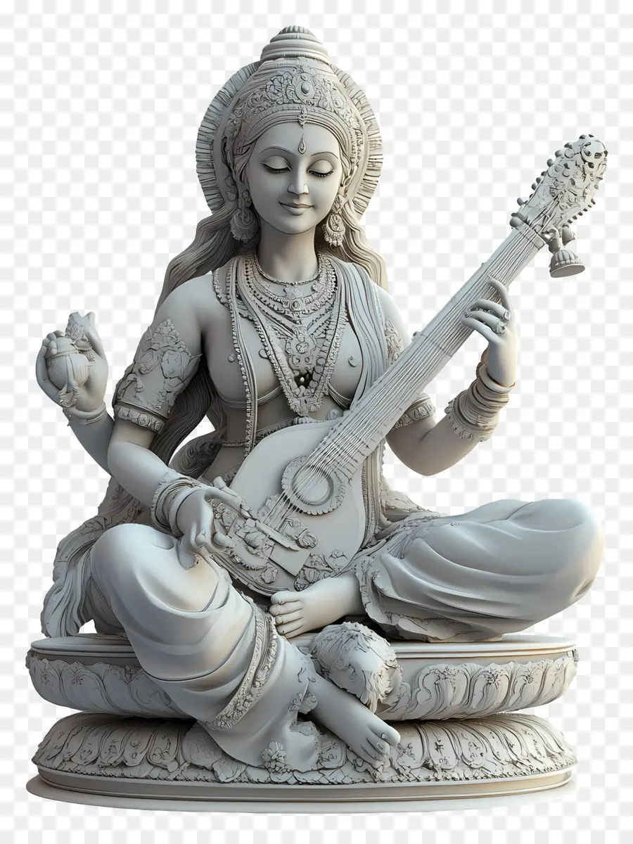 Saraswati，Statue De Déesse PNG