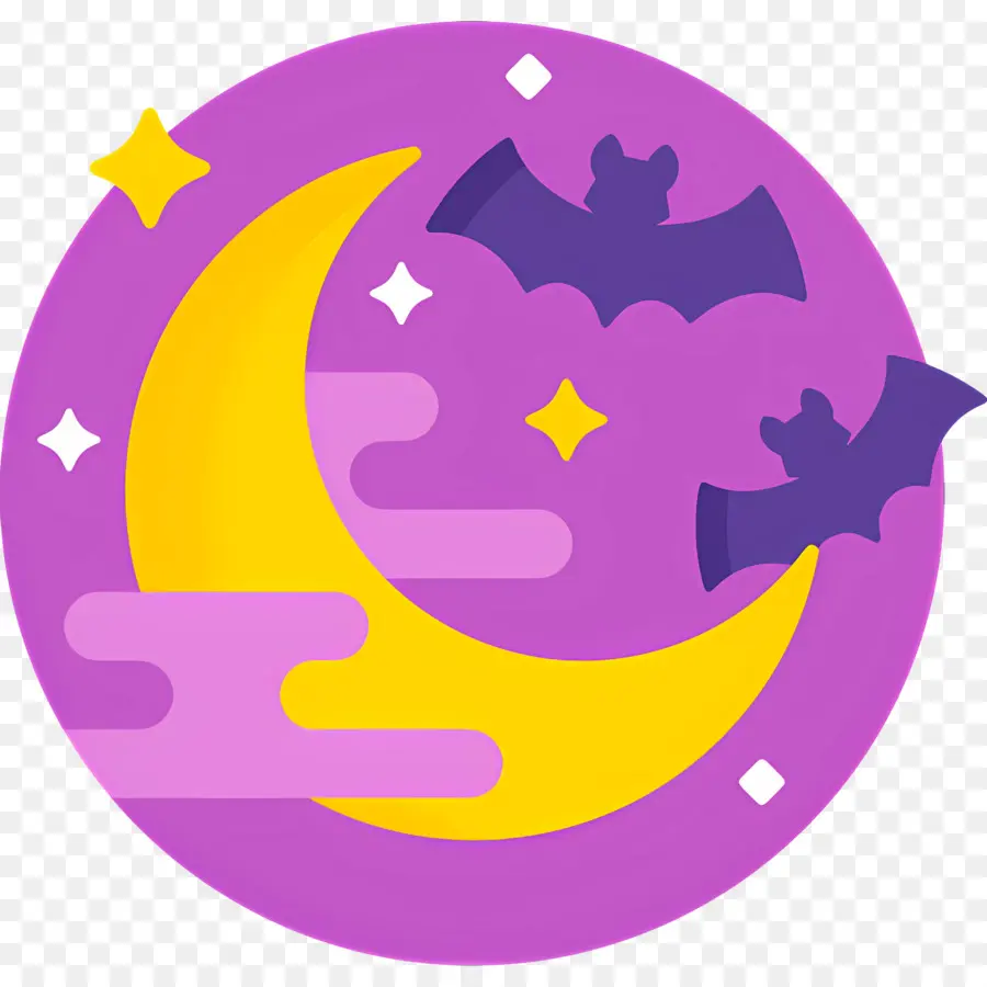 Lune D'halloween，Lune Et Chauves Souris PNG