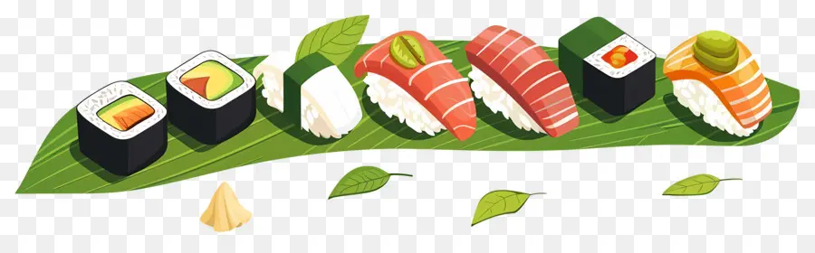 Sushi Sur Feuille，Sushis PNG