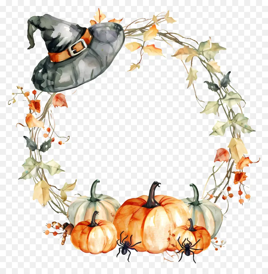 Couronne D'halloween，Couronne De Citrouille PNG