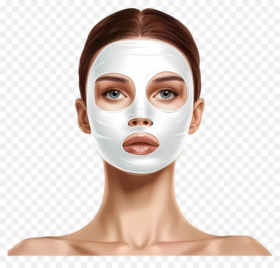 Belle Femme，Femme Avec Masque Facial Blanc PNG