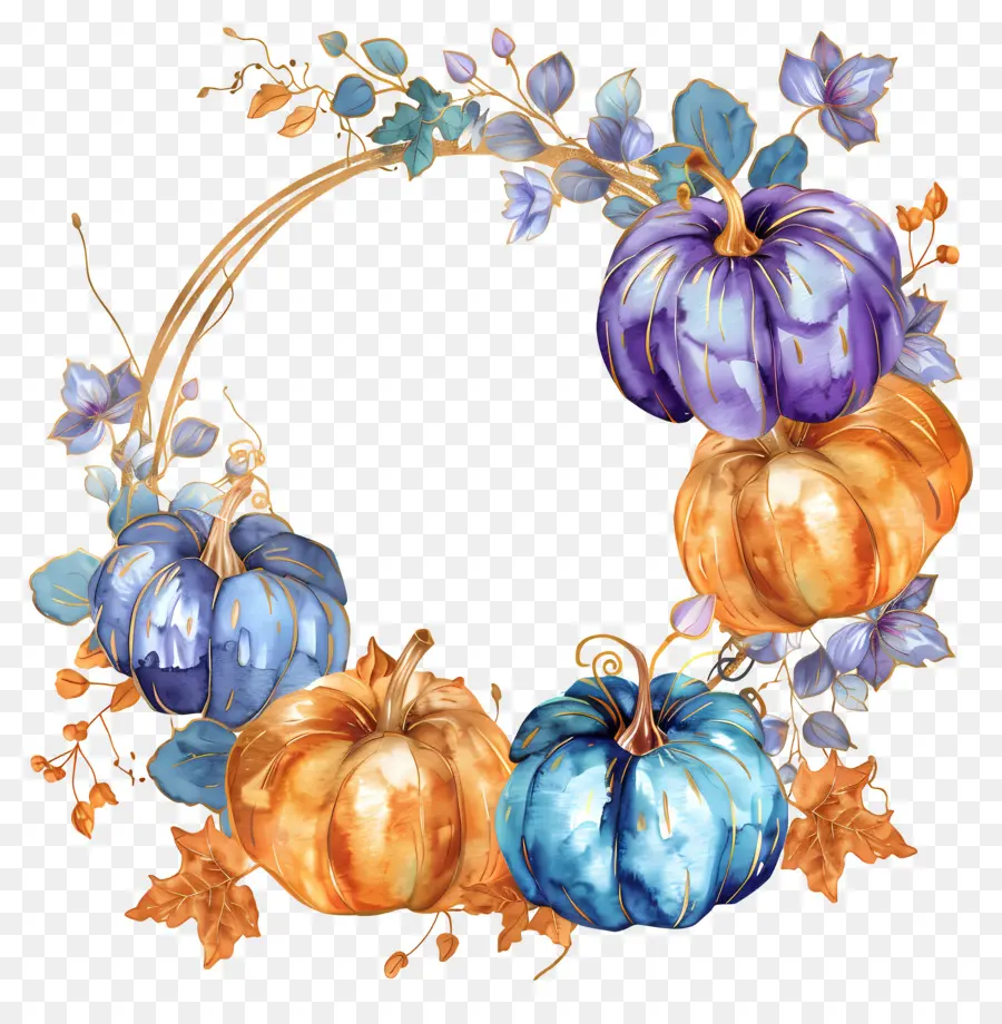 Couronne D'halloween，Couronne De Citrouille Colorée PNG