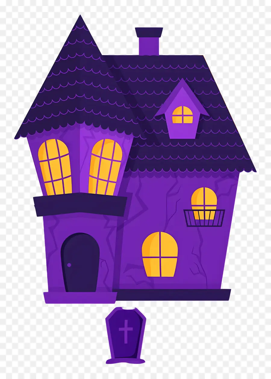 Maison D'halloween，Maison Violette PNG