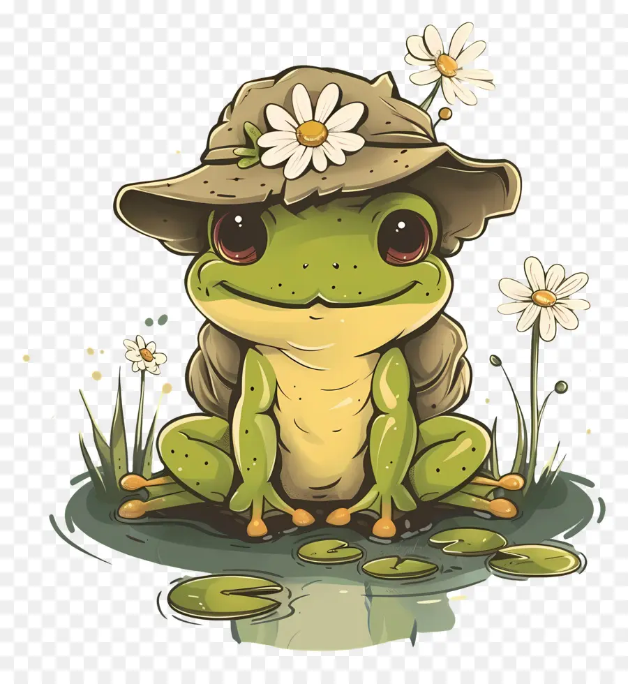 Grenouille Mignonne，Grenouille Avec Chapeau PNG