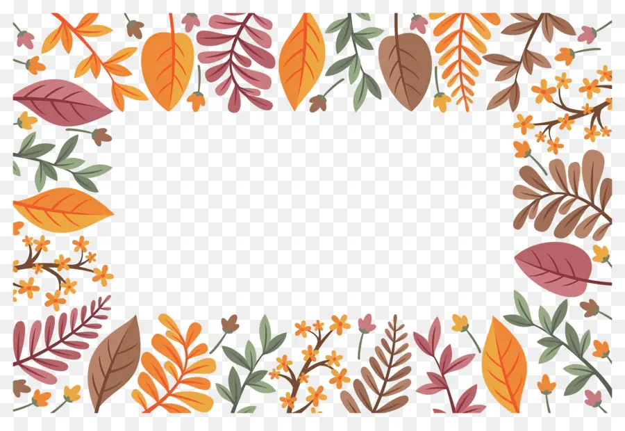 Cadre D'automne，Feuilles Et Glands Colorés PNG