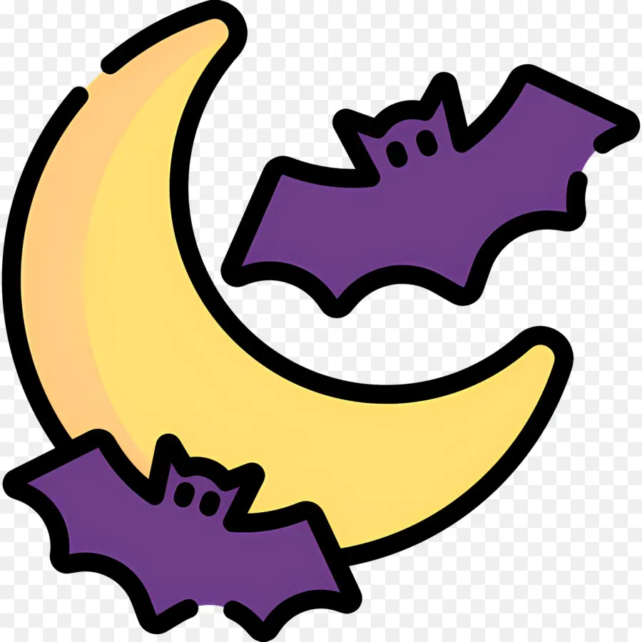 Lune D'halloween，Lune Et Chauves Souris PNG