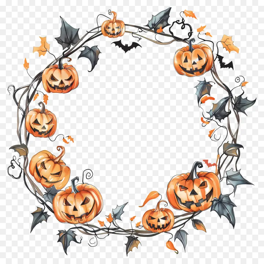 Couronne D'halloween，Citrouille Avec Chapeau De Sorcière PNG