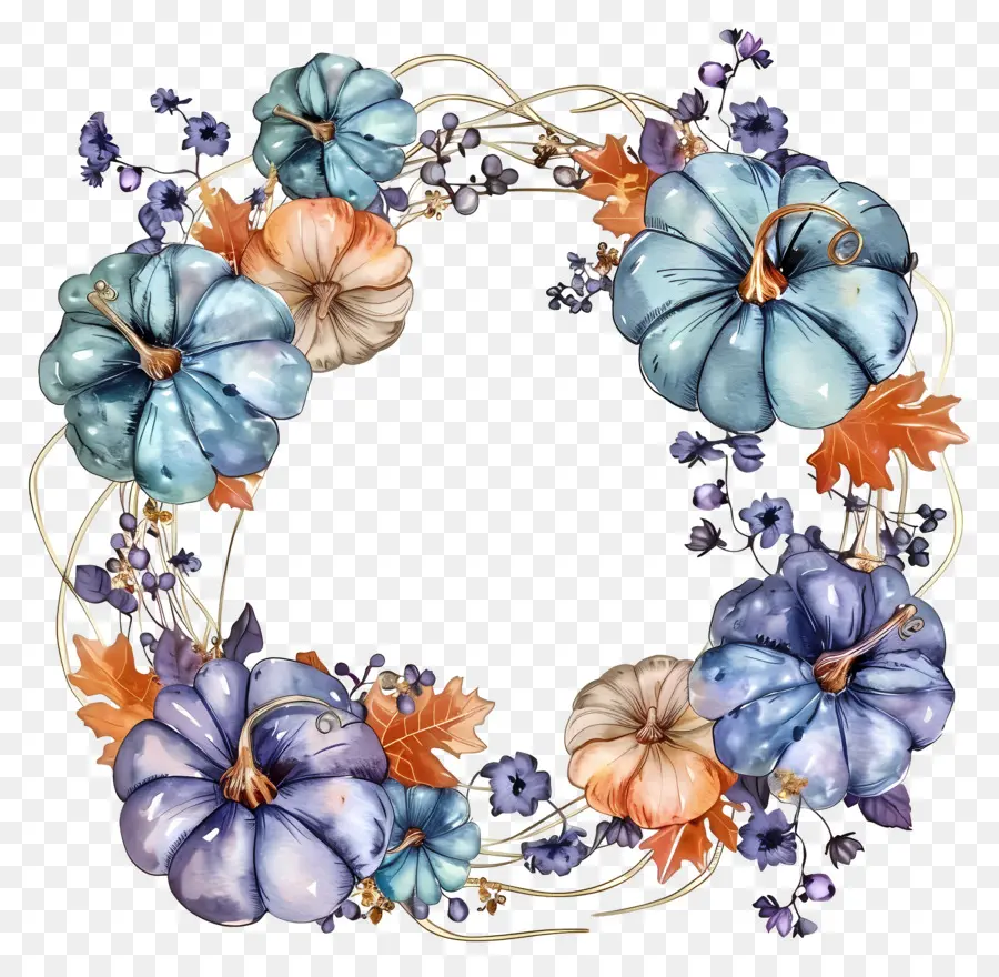 Couronne D'halloween，Couronne De Citrouille Florale PNG