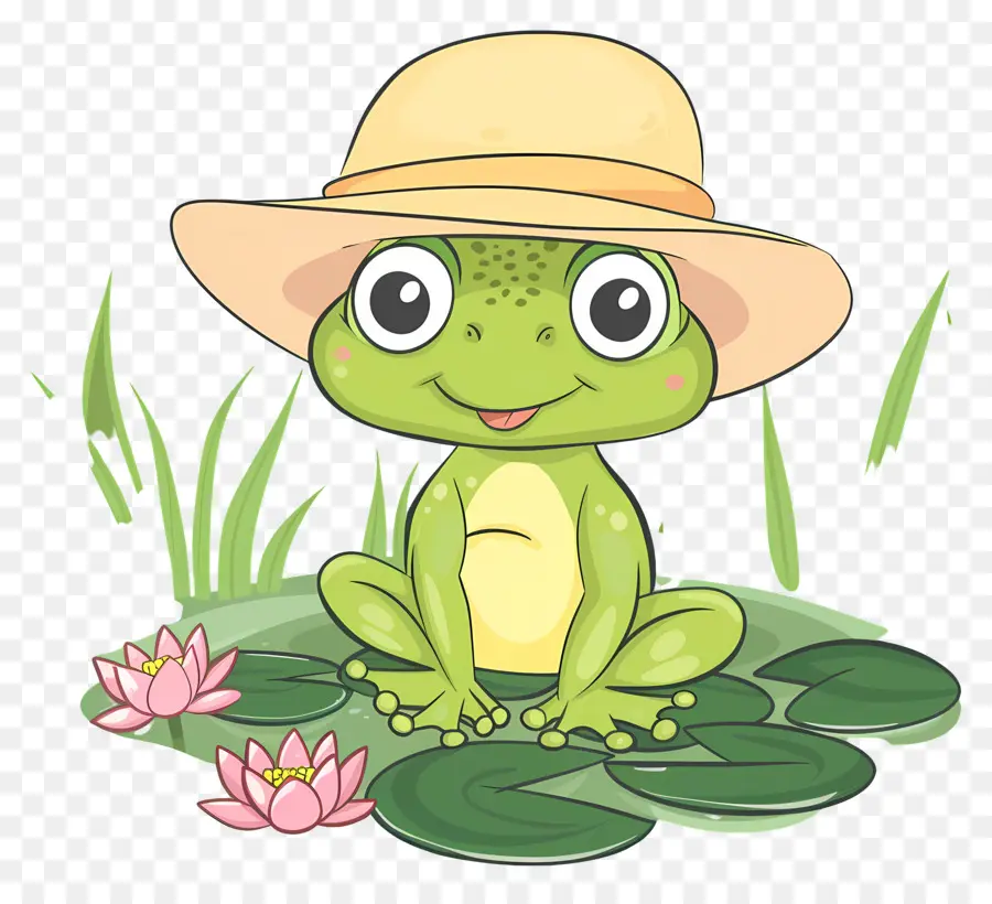 Grenouille Mignonne，Grenouille Avec Chapeau PNG