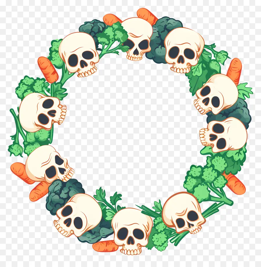 Cadre De Crânes，Couronne De Légumes Crâne PNG