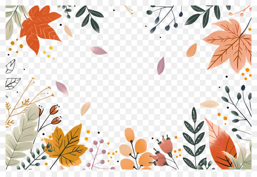 Cadre D'automne，Feuilles PNG