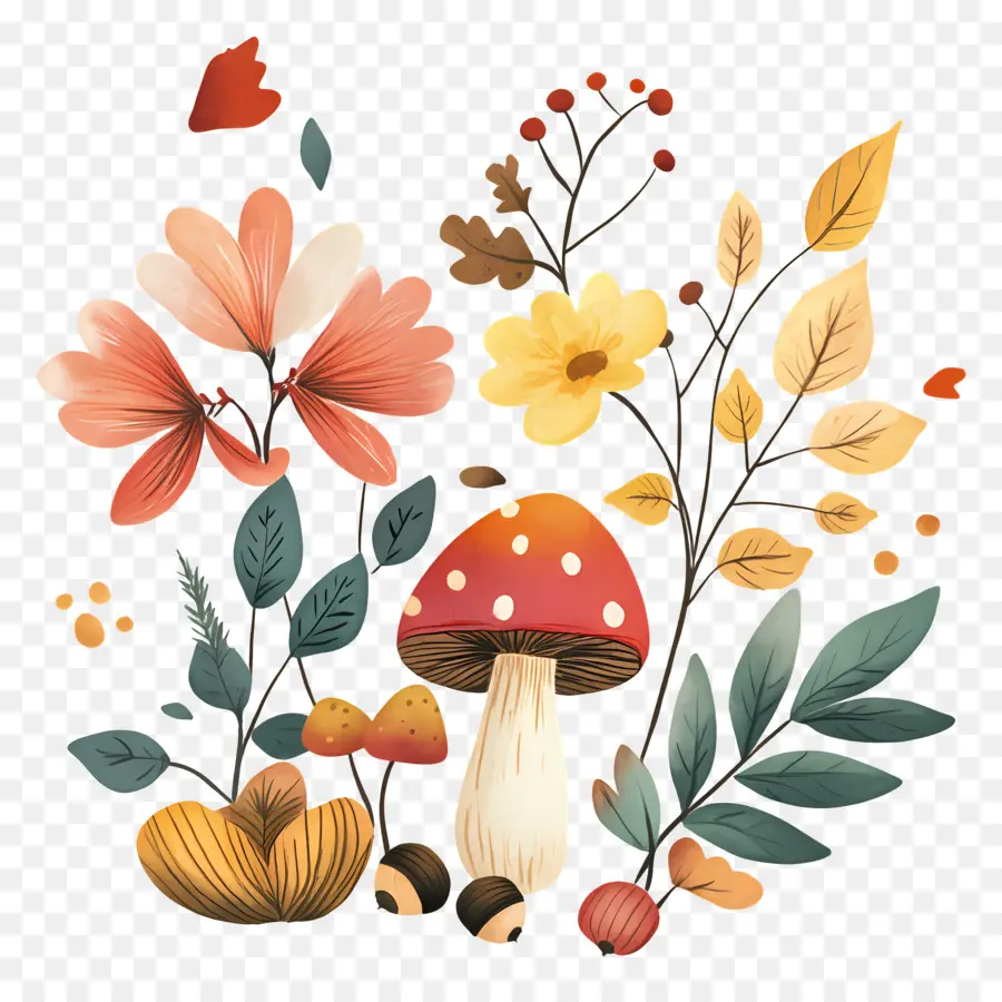 Fond D'automne，Champignons PNG