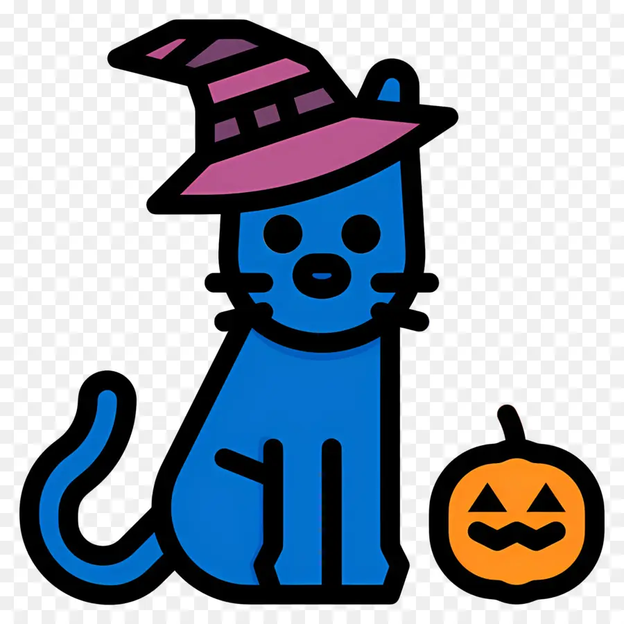 Chat D'halloween，Chat Avec Chapeau De Sorcière PNG