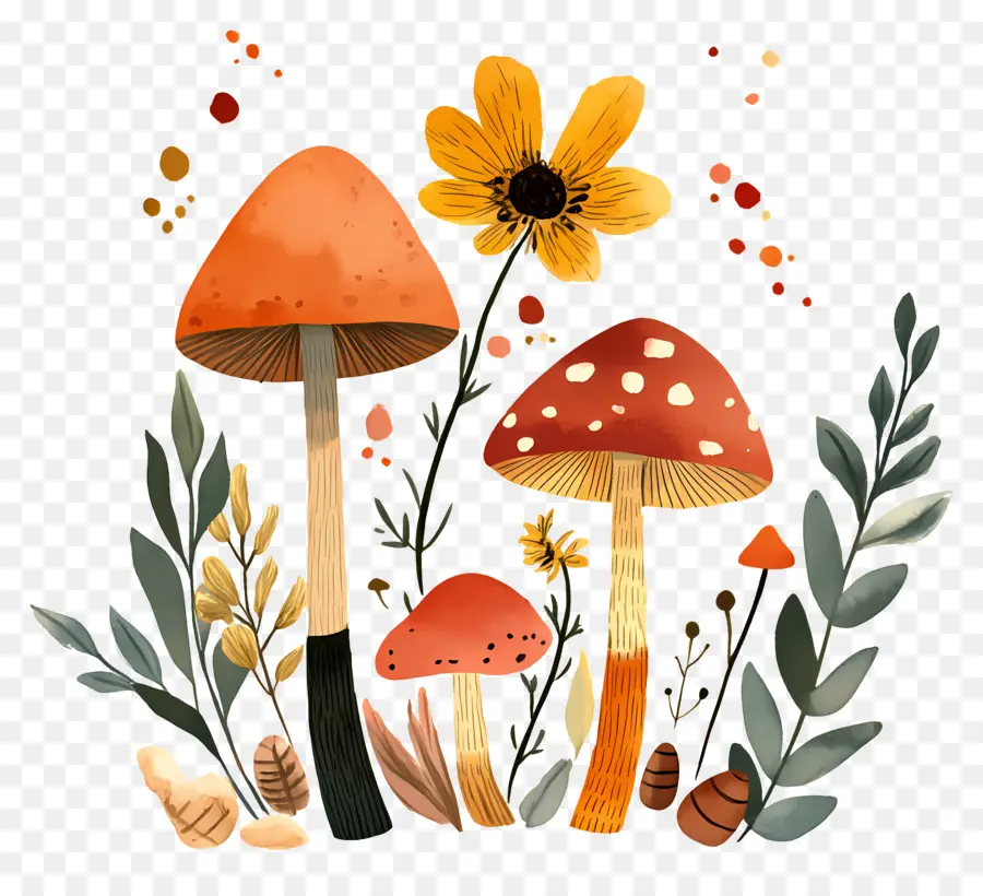 Fond D'automne，Champignons PNG