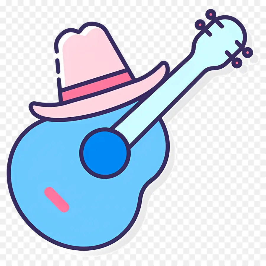 Musique Country，Guitare Avec Chapeau PNG