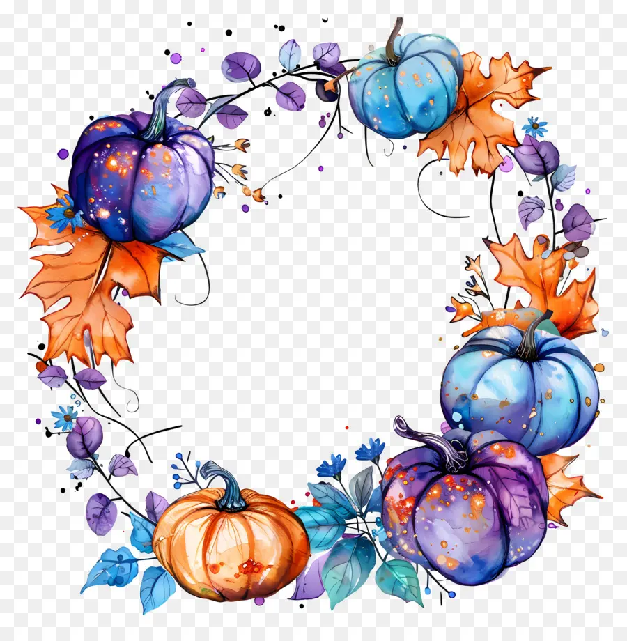 Couronne D'halloween，Couronne De Citrouille Colorée PNG