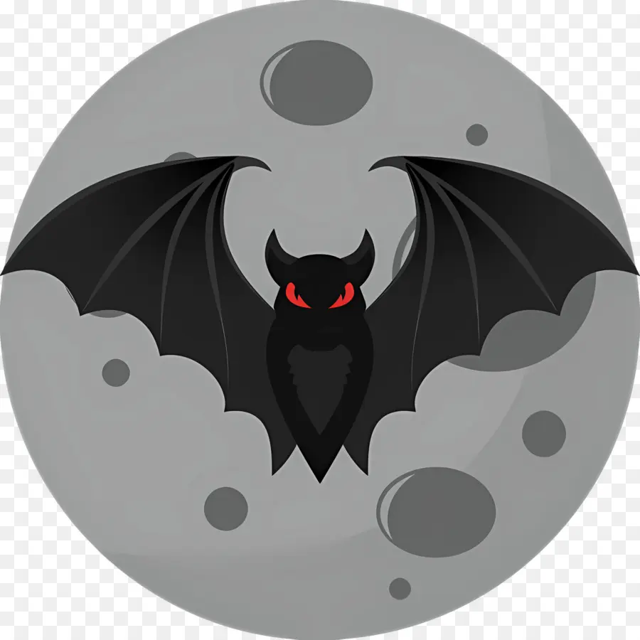 Lune D'halloween，Chauve Souris Aux Yeux Rouges PNG