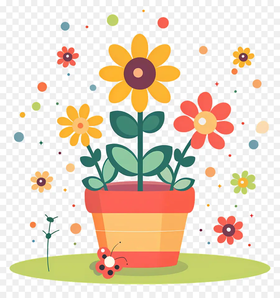 Pot De Fleur，Fleurs Jaunes PNG