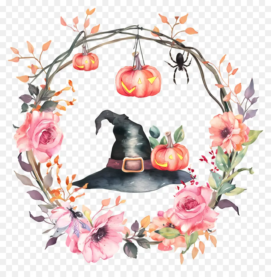 Couronne D'halloween，Couronne Florale D'halloween PNG